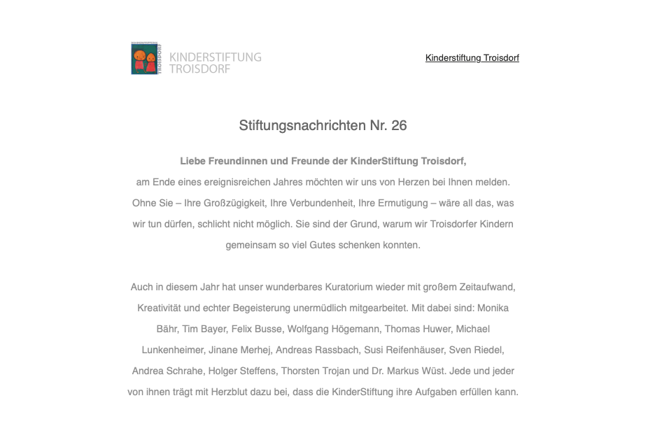 Stiftungsnachrichten