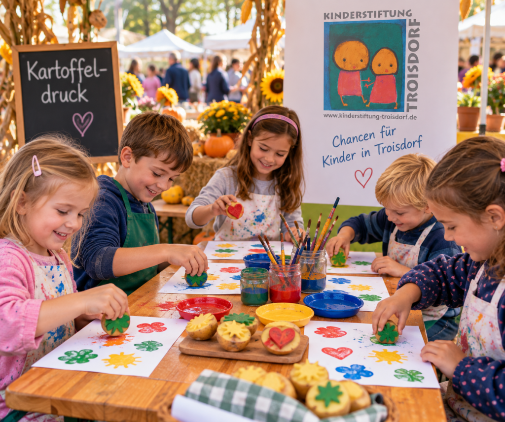 Erntedankfest 2026 - KinderStiftung Troisdorf bietet erneut bunten und kreativen Kartoffeldruck!